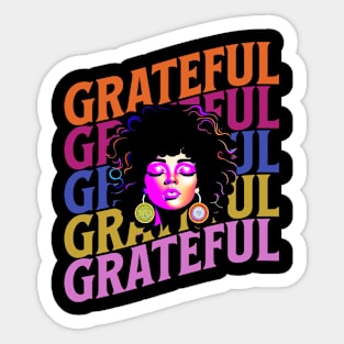 African American Woman Grateful Sticker